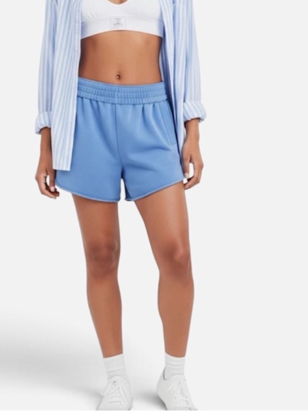 aerie  On My Way Cotton Blend Shorts with Elastic Waist Light Blue size XS